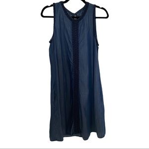 Max Jeans Sleeveless Embroidered Shift Dress w/ Pockets M